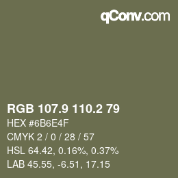 カラーコード: RGB 107.9 110.2 79 | qconv.com