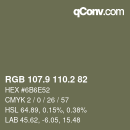 Color code: RGB 107.9 110.2 82 | qconv.com