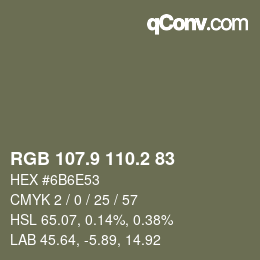 Color code: RGB 107.9 110.2 83 | qconv.com