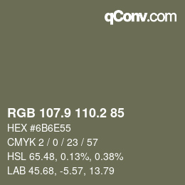 Color code: RGB 107.9 110.2 85 | qconv.com