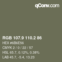 Color code: RGB 107.9 110.2 86 | qconv.com