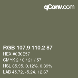 Color code: RGB 107.9 110.2 87 | qconv.com