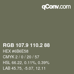 Color code: RGB 107.9 110.2 88 | qconv.com