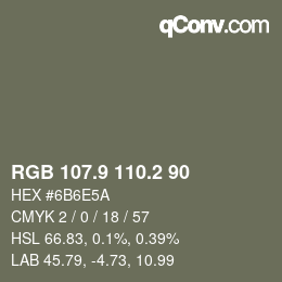 Color code: RGB 107.9 110.2 90 | qconv.com