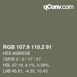 Color code: RGB 107.9 110.2 91 | qconv.com