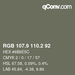 Color code: RGB 107.9 110.2 92 | qconv.com