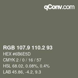 Color code: RGB 107.9 110.2 93 | qconv.com