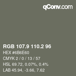 Color code: RGB 107.9 110.2 96 | qconv.com