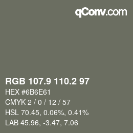 Color code: RGB 107.9 110.2 97 | qconv.com