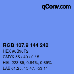 カラーコード: RGB 107.9 144 242 | qconv.com