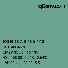 カラーコード: RGB 107.9 165 143 | qconv.com