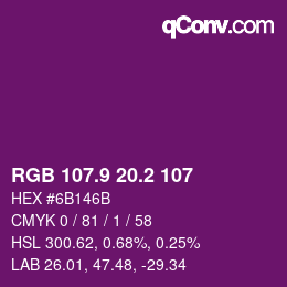 カラーコード: RGB 107.9 20.2 107 | qconv.com