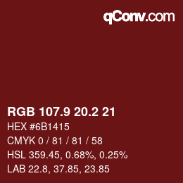 Color code: RGB 107.9 20.2 21 | qconv.com