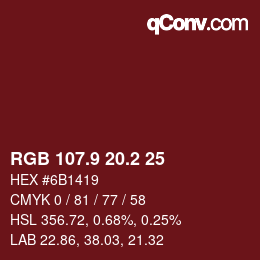 Color code: RGB 107.9 20.2 25 | qconv.com