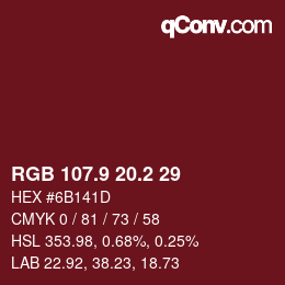 Color code: RGB 107.9 20.2 29 | qconv.com