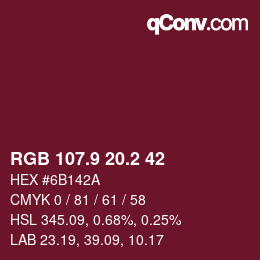 カラーコード: RGB 107.9 20.2 42 | qconv.com