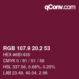カラーコード: RGB 107.9 20.2 53 | qconv.com