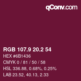 Color code: RGB 107.9 20.2 54 | qconv.com