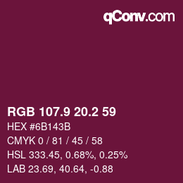カラーコード: RGB 107.9 20.2 59 | qconv.com