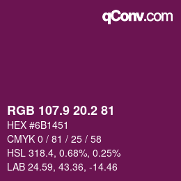カラーコード: RGB 107.9 20.2 81 | qconv.com