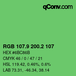 カラーコード: RGB 107.9 200.2 107 | qconv.com
