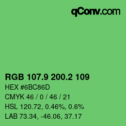 カラーコード: RGB 107.9 200.2 109 | qconv.com