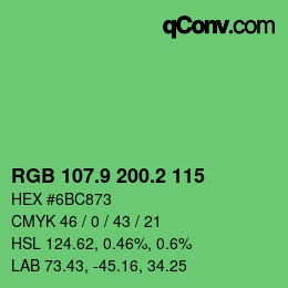 カラーコード: RGB 107.9 200.2 115 | qconv.com