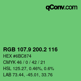 カラーコード: RGB 107.9 200.2 116 | qconv.com