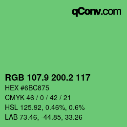 カラーコード: RGB 107.9 200.2 117 | qconv.com