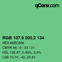 カラーコード: RGB 107.9 200.2 134 | qconv.com
