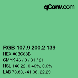 カラーコード: RGB 107.9 200.2 139 | qconv.com