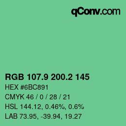 カラーコード: RGB 107.9 200.2 145 | qconv.com