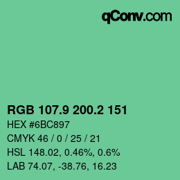 カラーコード: RGB 107.9 200.2 151 | qconv.com