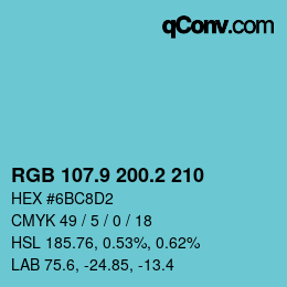 カラーコード: RGB 107.9 200.2 210 | qconv.com