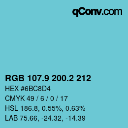 Color code: RGB 107.9 200.2 212 | qconv.com