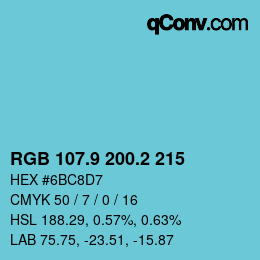 カラーコード: RGB 107.9 200.2 215 | qconv.com