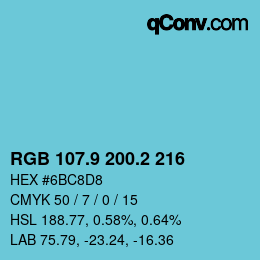 Color code: RGB 107.9 200.2 216 | qconv.com