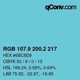 Color code: RGB 107.9 200.2 217 | qconv.com