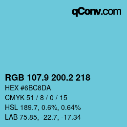 Color code: RGB 107.9 200.2 218 | qconv.com