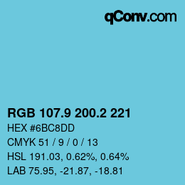 Color code: RGB 107.9 200.2 221 | qconv.com