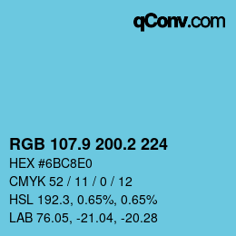 カラーコード: RGB 107.9 200.2 224 | qconv.com