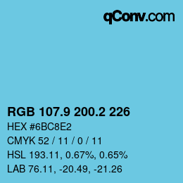Color code: RGB 107.9 200.2 226 | qconv.com