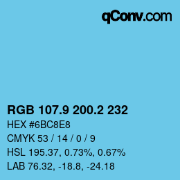 Color code: RGB 107.9 200.2 232 | qconv.com