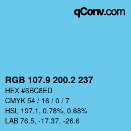 Color code: RGB 107.9 200.2 237 | qconv.com