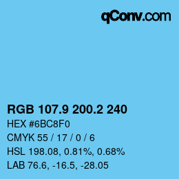 Color code: RGB 107.9 200.2 240 | qconv.com