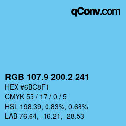 Color code: RGB 107.9 200.2 241 | qconv.com