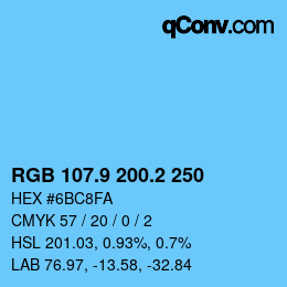 Color code: RGB 107.9 200.2 250 | qconv.com