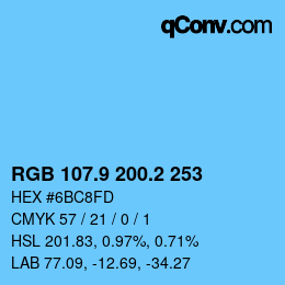 Farbcode: RGB 107.9 200.2 253 | qconv.com