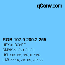 Farbcode: RGB 107.9 200.2 255 | qconv.com