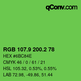 カラーコード: RGB 107.9 200.2 78 | qconv.com